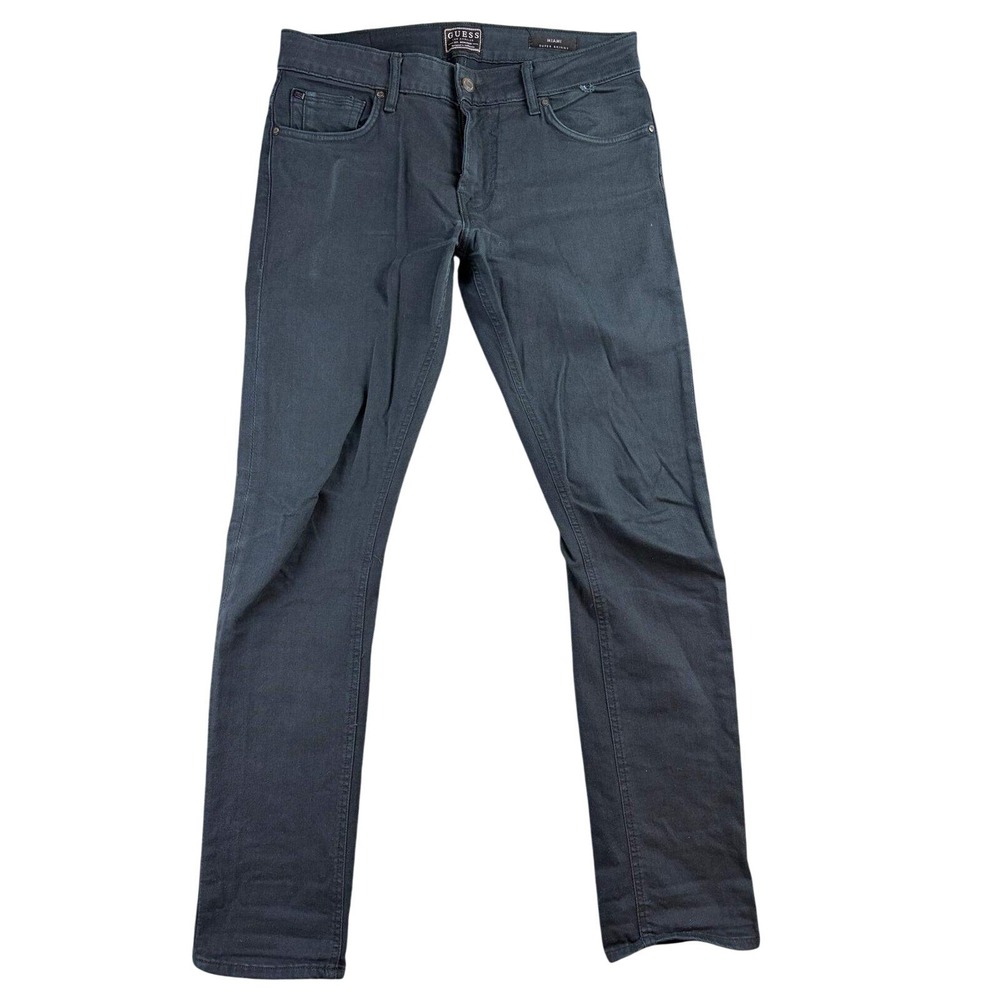 Guess Miami Super‎ Skinny Jeans Men 34 Dark Blue Low Rise Denim Pockets Stretch